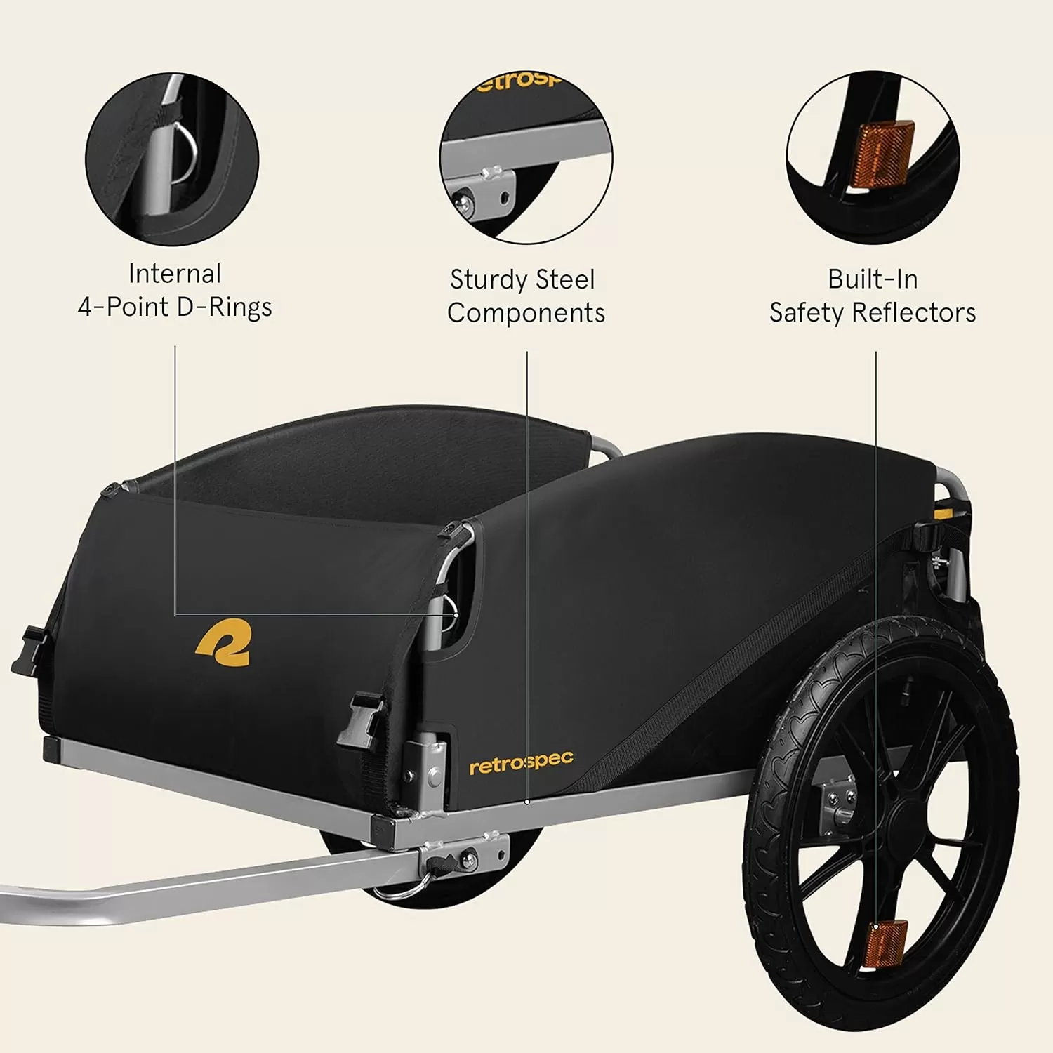 imageRetrospec Rover Hauler Cargo Bike Trailer with Folding Frame ampamp Weather Resistant Fabric Large Cargo Carrier Fits 20  29 Bicycle WheelsSun