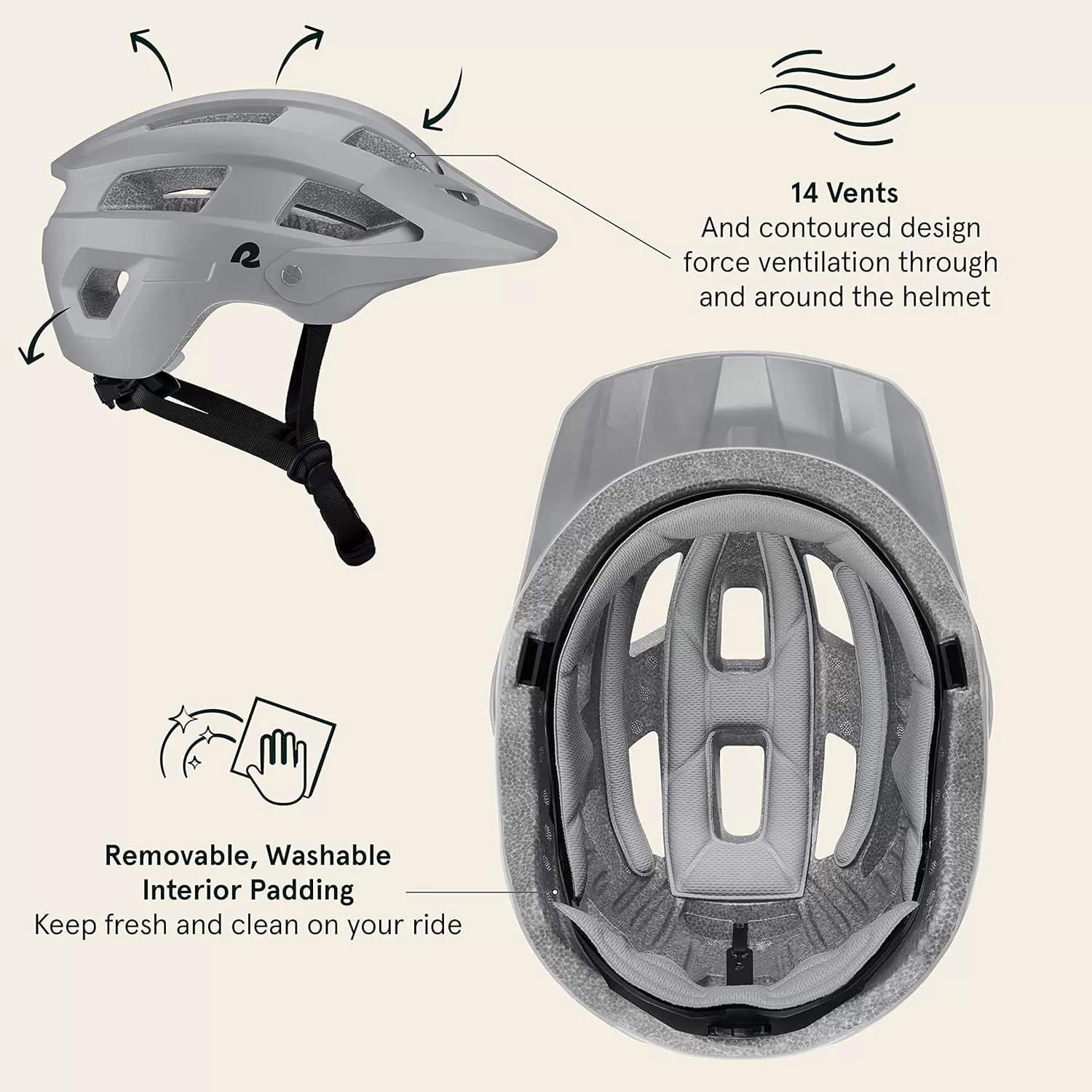 imageRetrospec Rowan Mountain Bike Helmet for Adults  MTB Style with Removable Visor and EPS Foam Interior for Men ampamp Women  Adjustable Size Lightweight ampamp BreathableMatte Stone