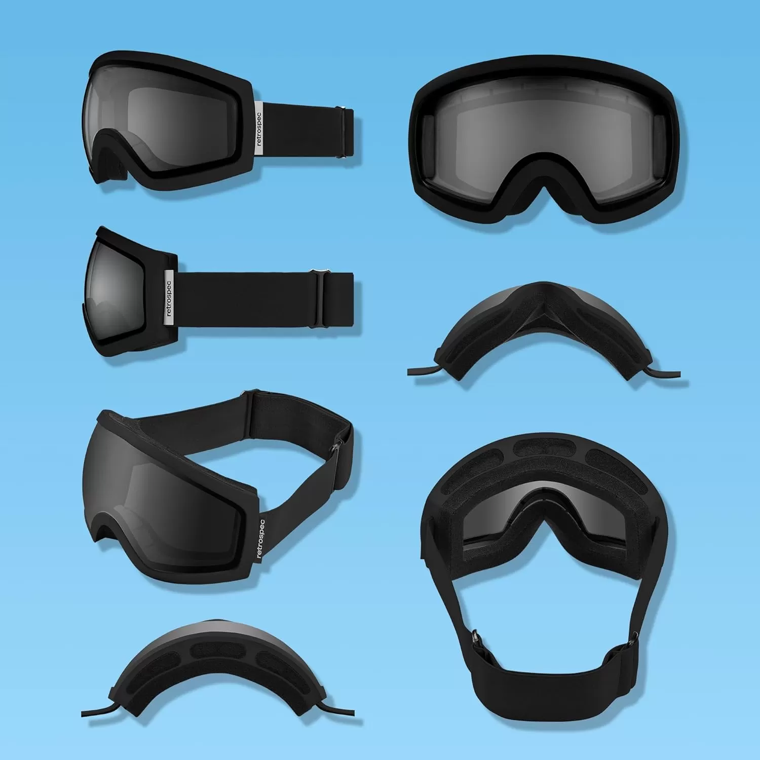imageRetrospec Traverse Ski Goggles  Snowboard Goggles for Men Women  100 UV Protection AntiFog Snow GogglesMatte BlackStone