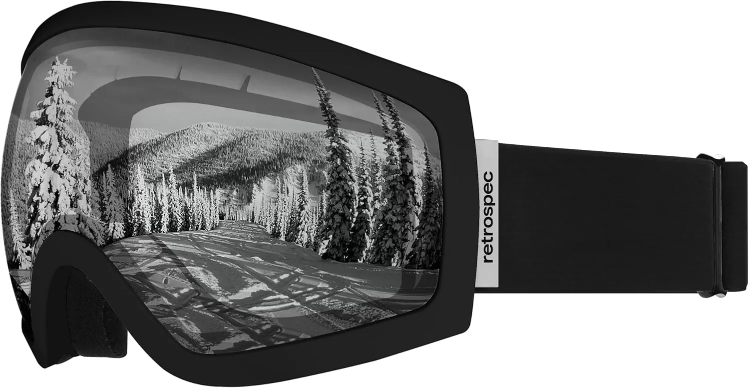imageRetrospec Traverse Ski Goggles  Snowboard Goggles for Men Women  100 UV Protection AntiFog Snow GogglesMatte BlackStone