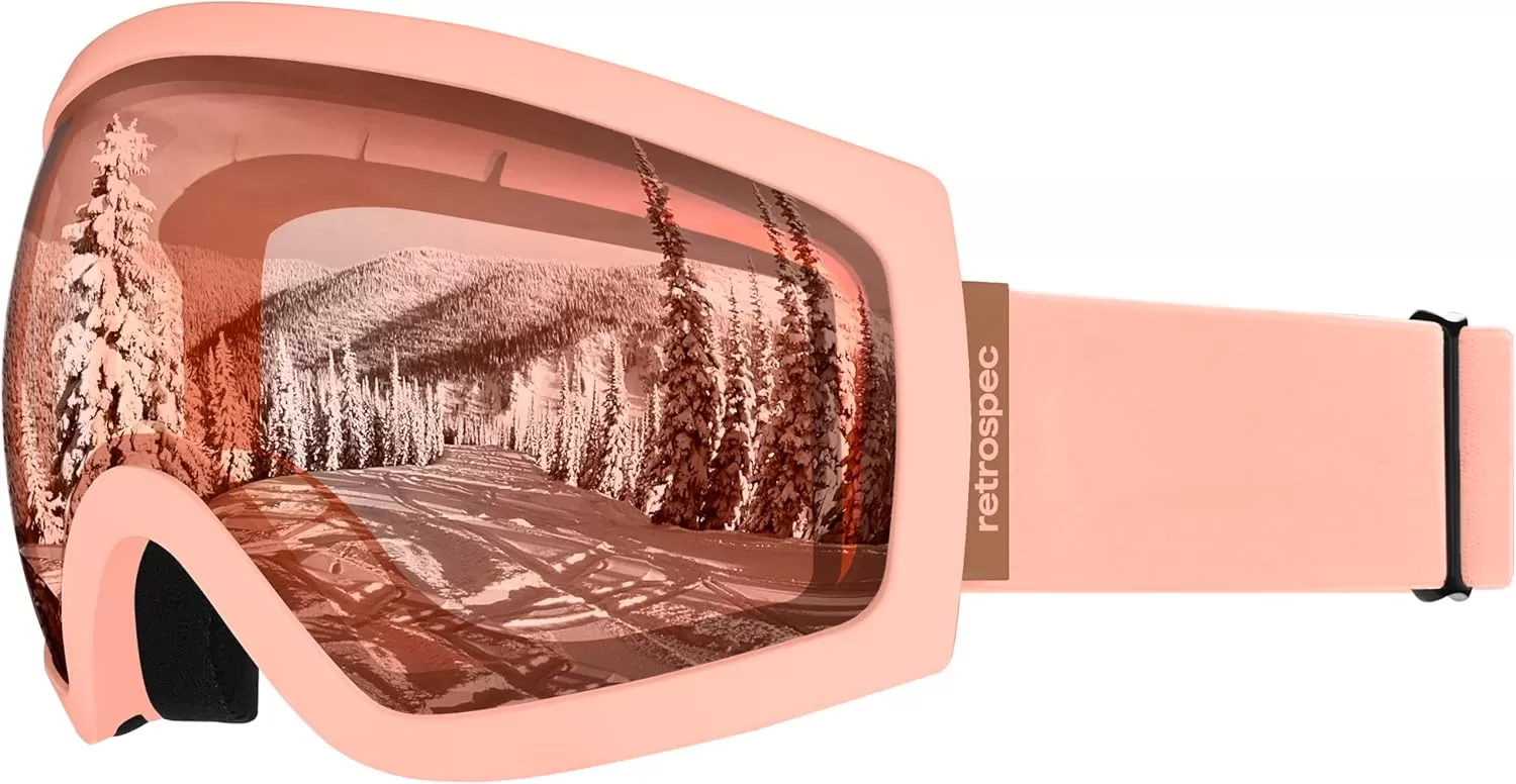 imageRetrospec Traverse Ski Goggles  Snowboard Goggles for Men Women  100 UV Protection AntiFog Snow GogglesMatte BlushRose Quartz