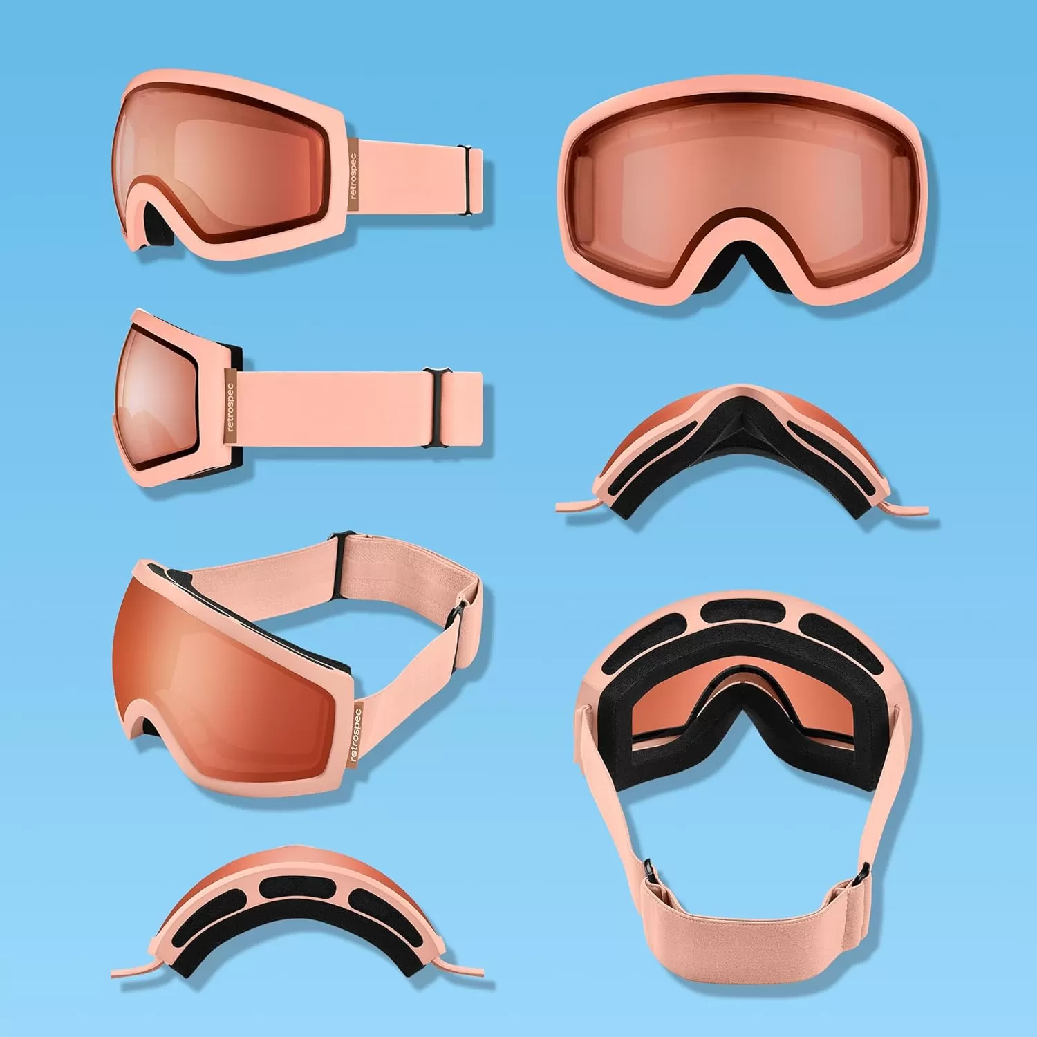 imageRetrospec Traverse Ski Goggles  Snowboard Goggles for Men Women  100 UV Protection AntiFog Snow GogglesMatte BlushRose Quartz
