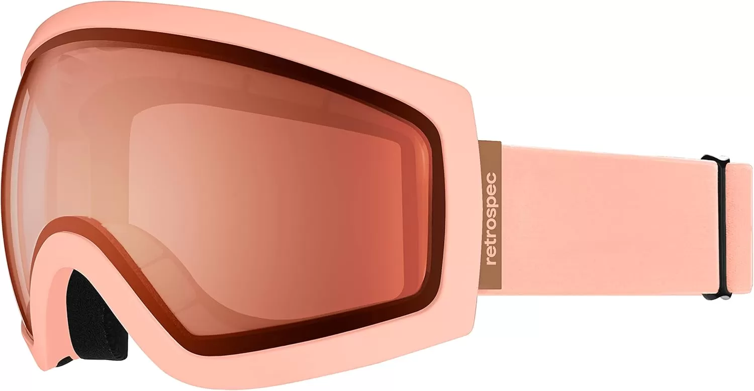 imageRetrospec Traverse Ski Goggles  Snowboard Goggles for Men Women  100 UV Protection AntiFog Snow GogglesMatte BlushRose Quartz