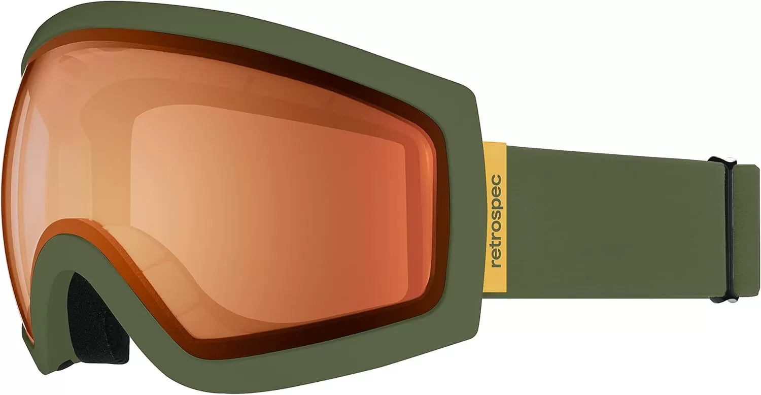 imageRetrospec Traverse Ski Goggles  Snowboard Goggles for Men Women  100 UV Protection AntiFog Snow GogglesMatte ForestCitrine