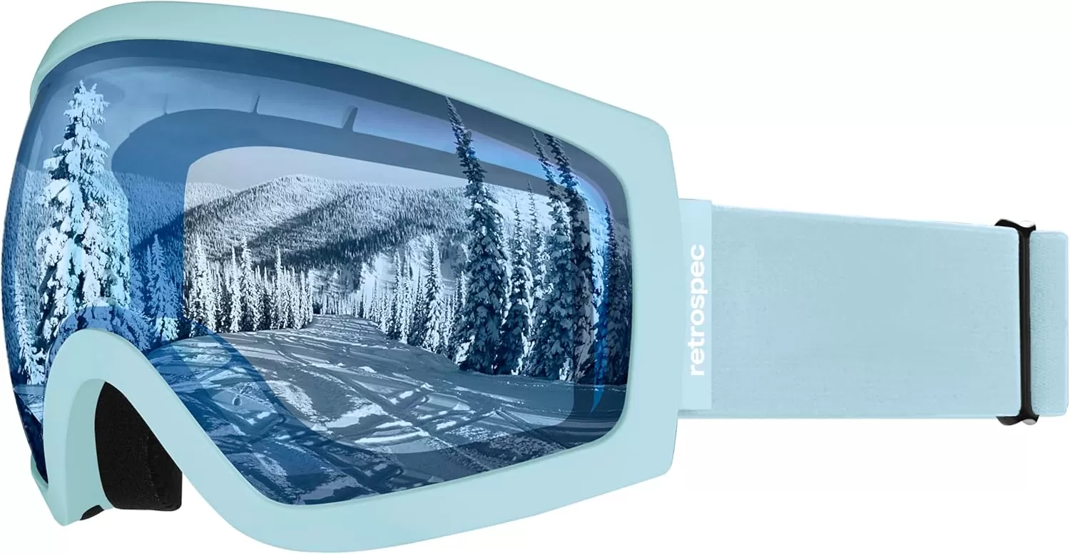 imageRetrospec Traverse Ski Goggles  Snowboard Goggles for Men Women  100 UV Protection AntiFog Snow GogglesMatte IceCrystal