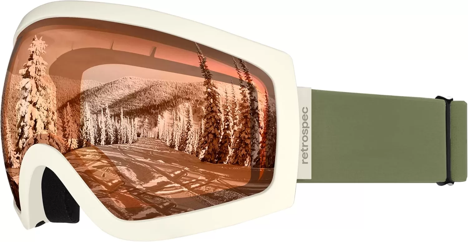 imageRetrospec Traverse Ski Goggles  Snowboard Goggles for Men Women  100 UV Protection AntiFog Snow GogglesMatte LaurelCitrine
