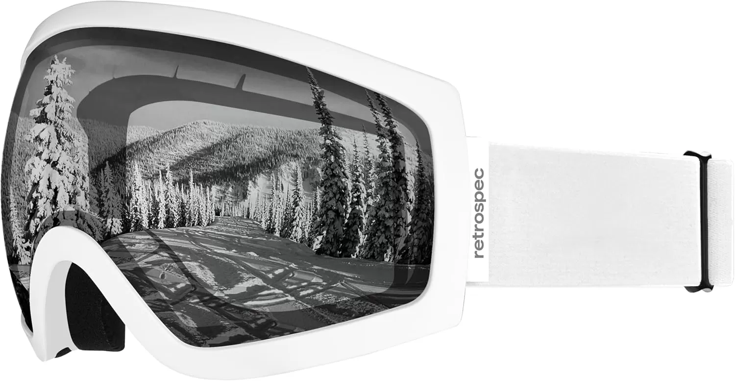 imageRetrospec Traverse Ski Goggles  Snowboard Goggles for Men Women  100 UV Protection AntiFog Snow GogglesMatte WhiteStone
