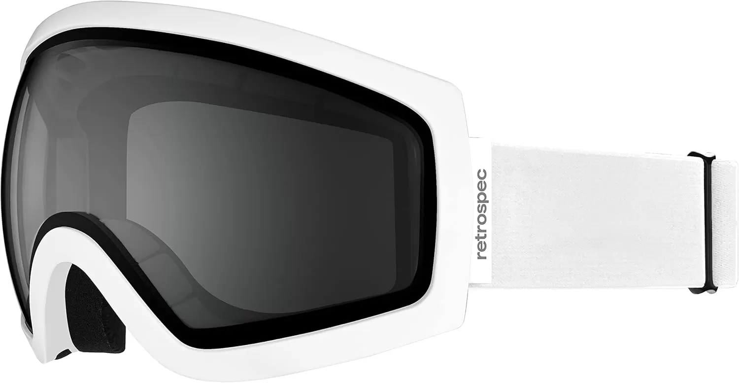 imageRetrospec Traverse Ski Goggles  Snowboard Goggles for Men Women  100 UV Protection AntiFog Snow GogglesMatte WhiteStone