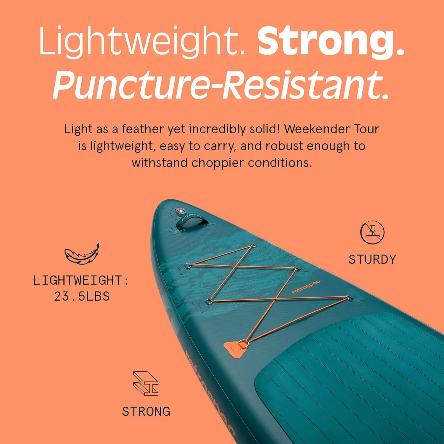imageRetrospec Weekender Tour 116 Inflatable Stand Up Touring Paddle Board Includes Paddle Pump and iSUP Accessories Puncture Resistant Lightweight Inflatable Paddle BoardDeep Sea