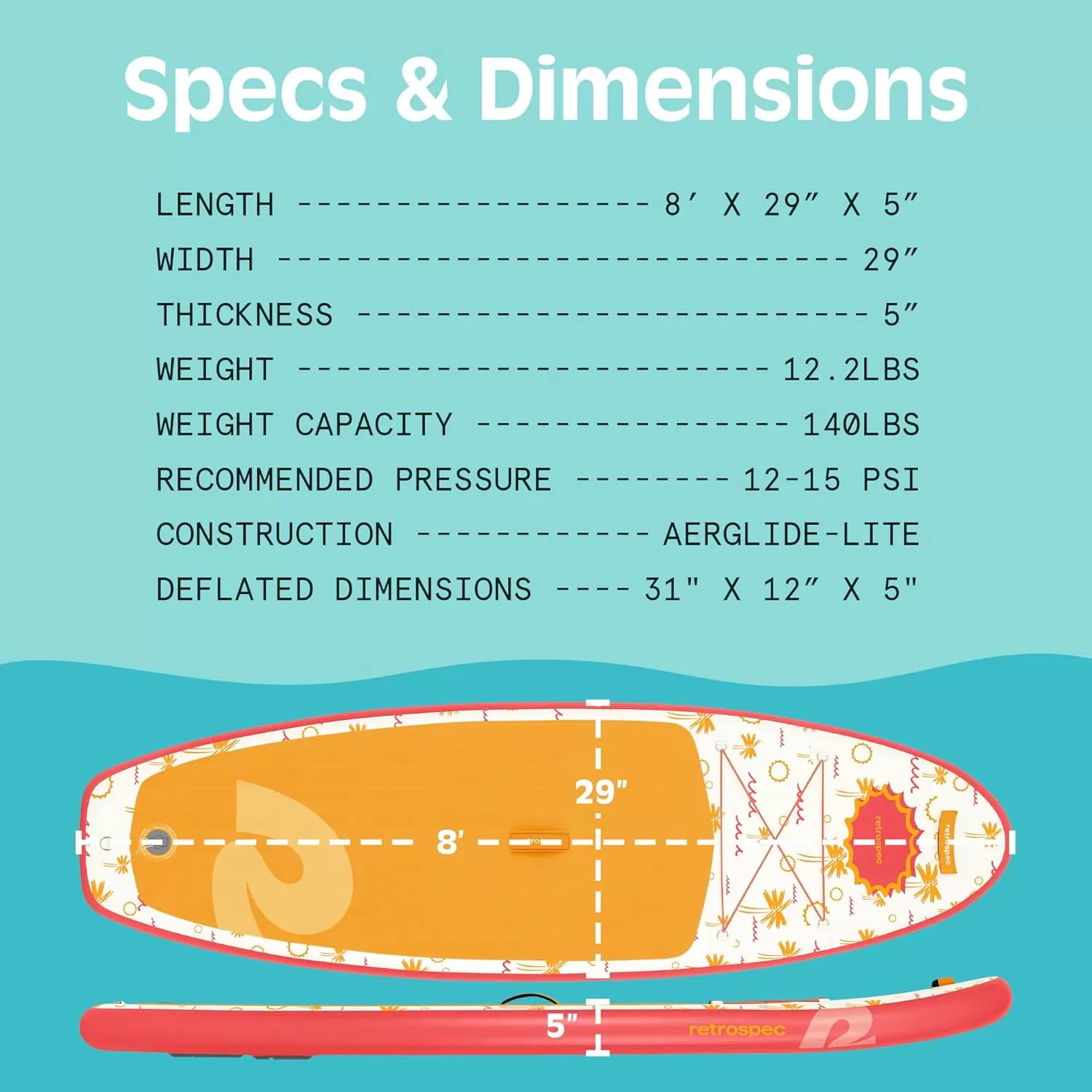 imageRetrospec WeekenderNano 8ft Inflatable Stand Up PaddleboardSummer Punch