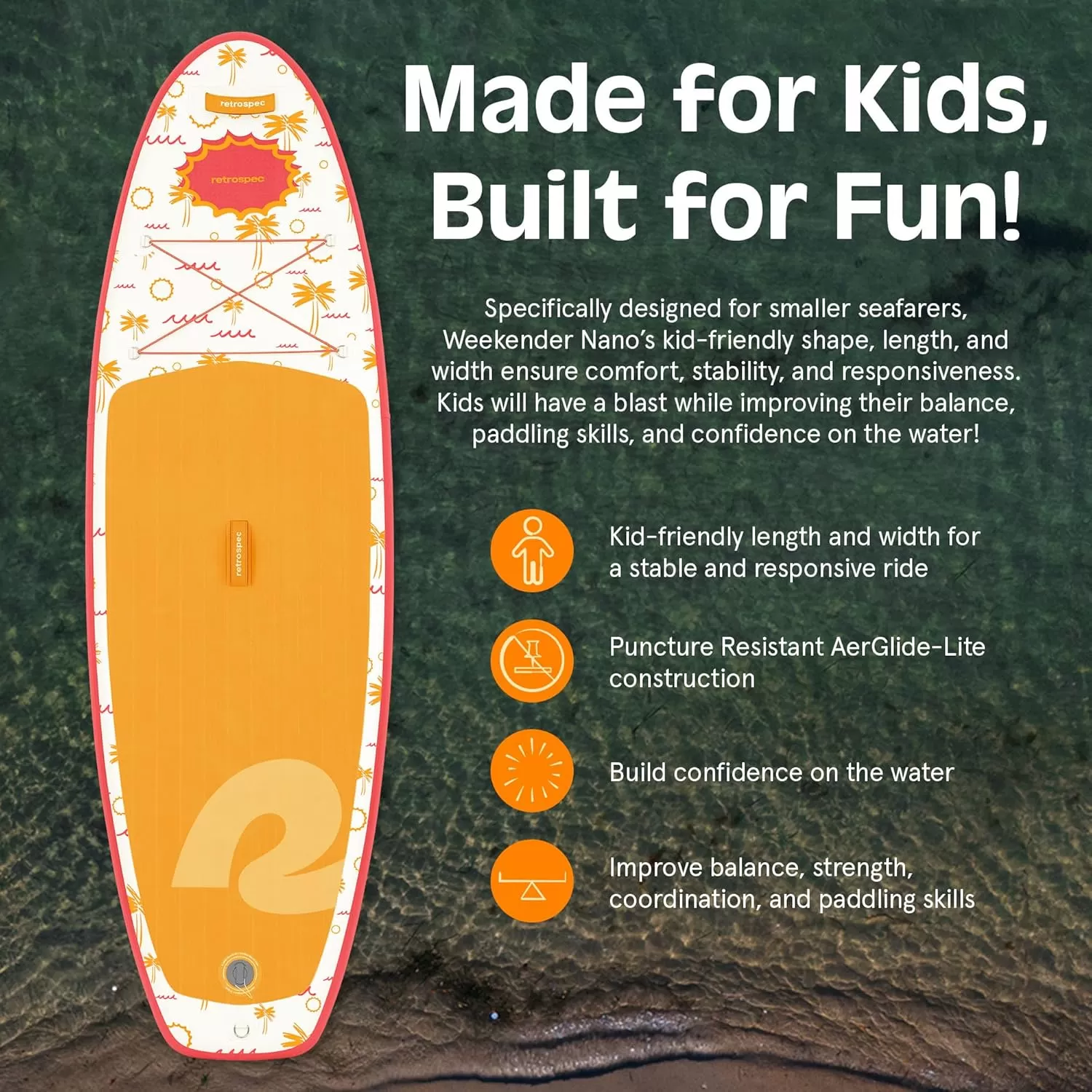 imageRetrospec WeekenderNano 8ft Inflatable Stand Up PaddleboardSummer Punch