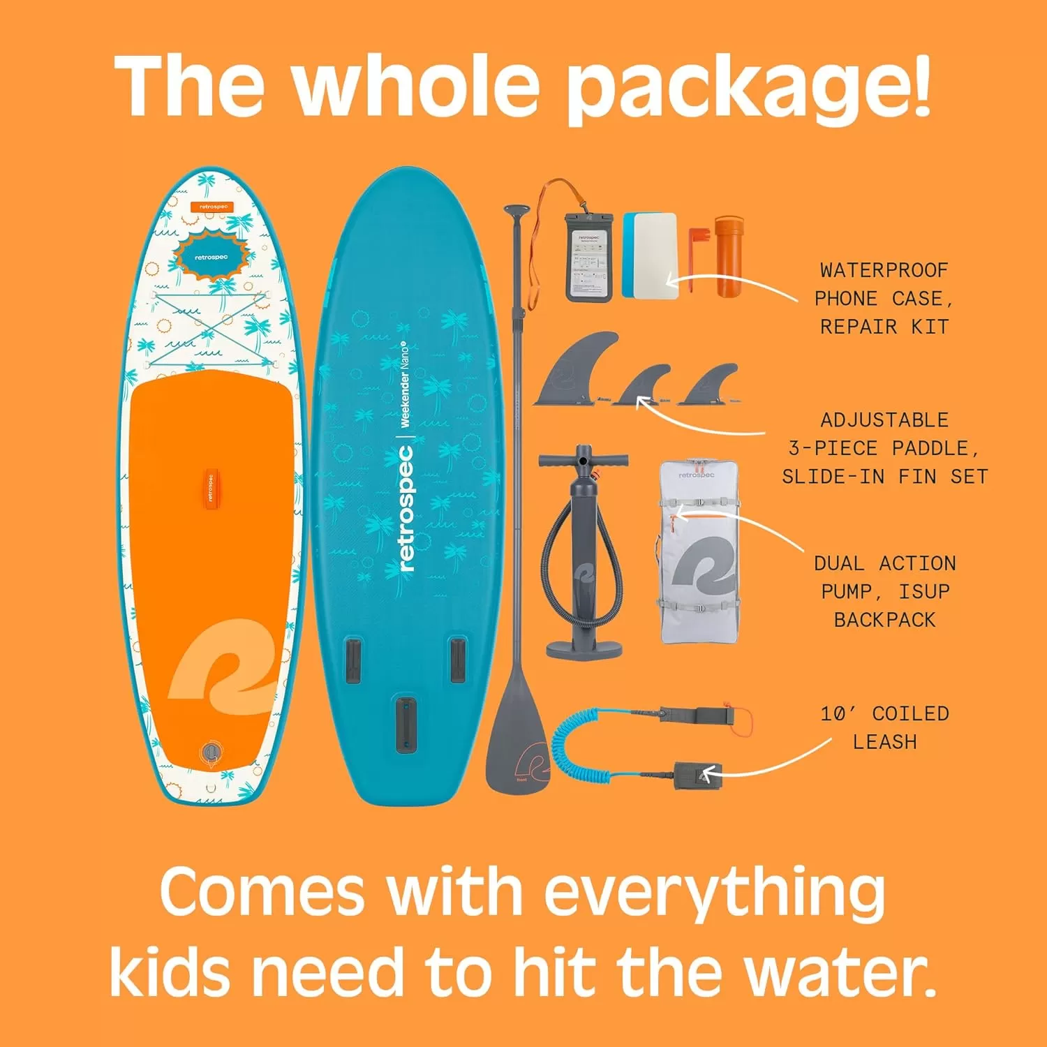 imageRetrospec WeekenderNano 8ft Inflatable Stand Up PaddleboardSurfer Blue