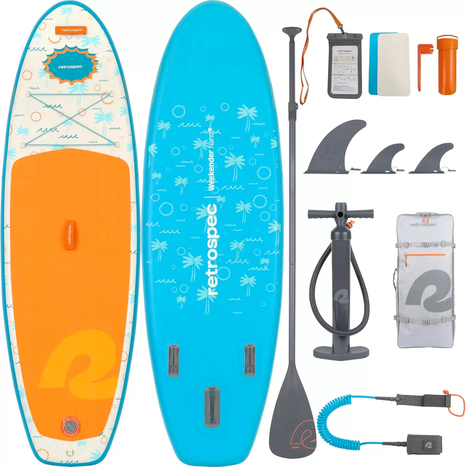imageRetrospec WeekenderNano 8ft Inflatable Stand Up PaddleboardSurfer Blue