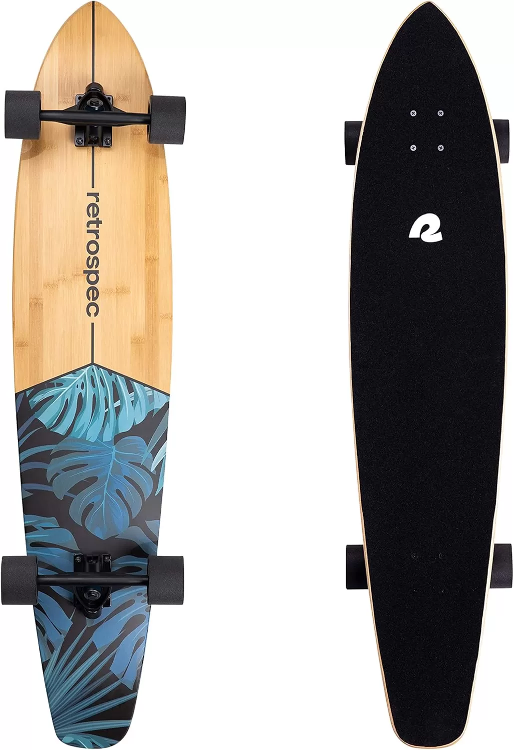 imageRetrospec Zed Cruiser ampamp Pintail Longboard Skateboard Complete Cruiser  Bamboo ampamp Canadian Maple Wood Cruiser wReverse Kingpin Trucks for Commuting Cruising Carving ampamp Downhill RidingDark Tropics
