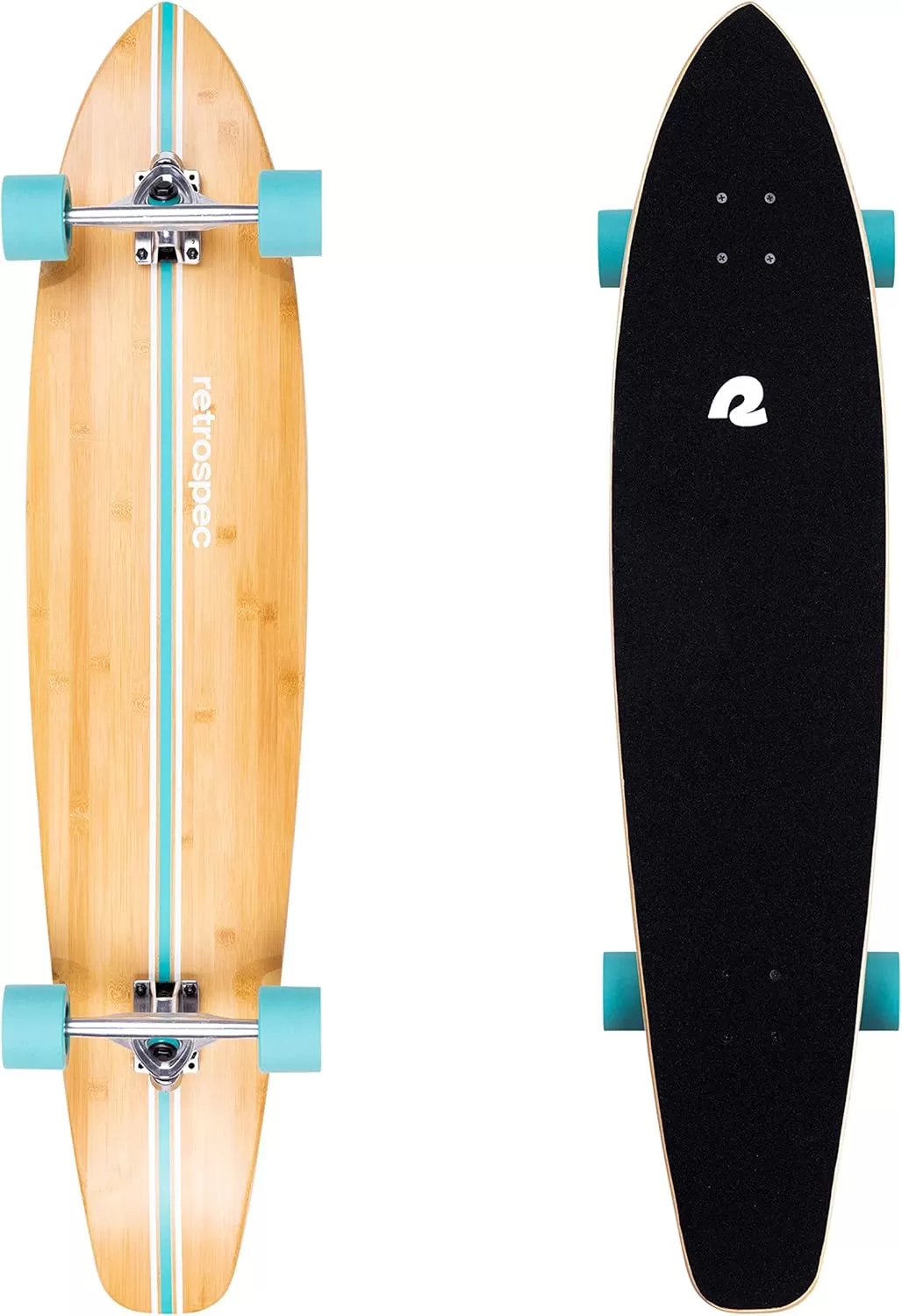 imageRetrospec Zed Cruiser ampamp Pintail Longboard Skateboard Complete Cruiser  Bamboo ampamp Canadian Maple Wood Cruiser wReverse Kingpin Trucks for Commuting Cruising Carving ampamp Downhill RidingAqua Pipeline