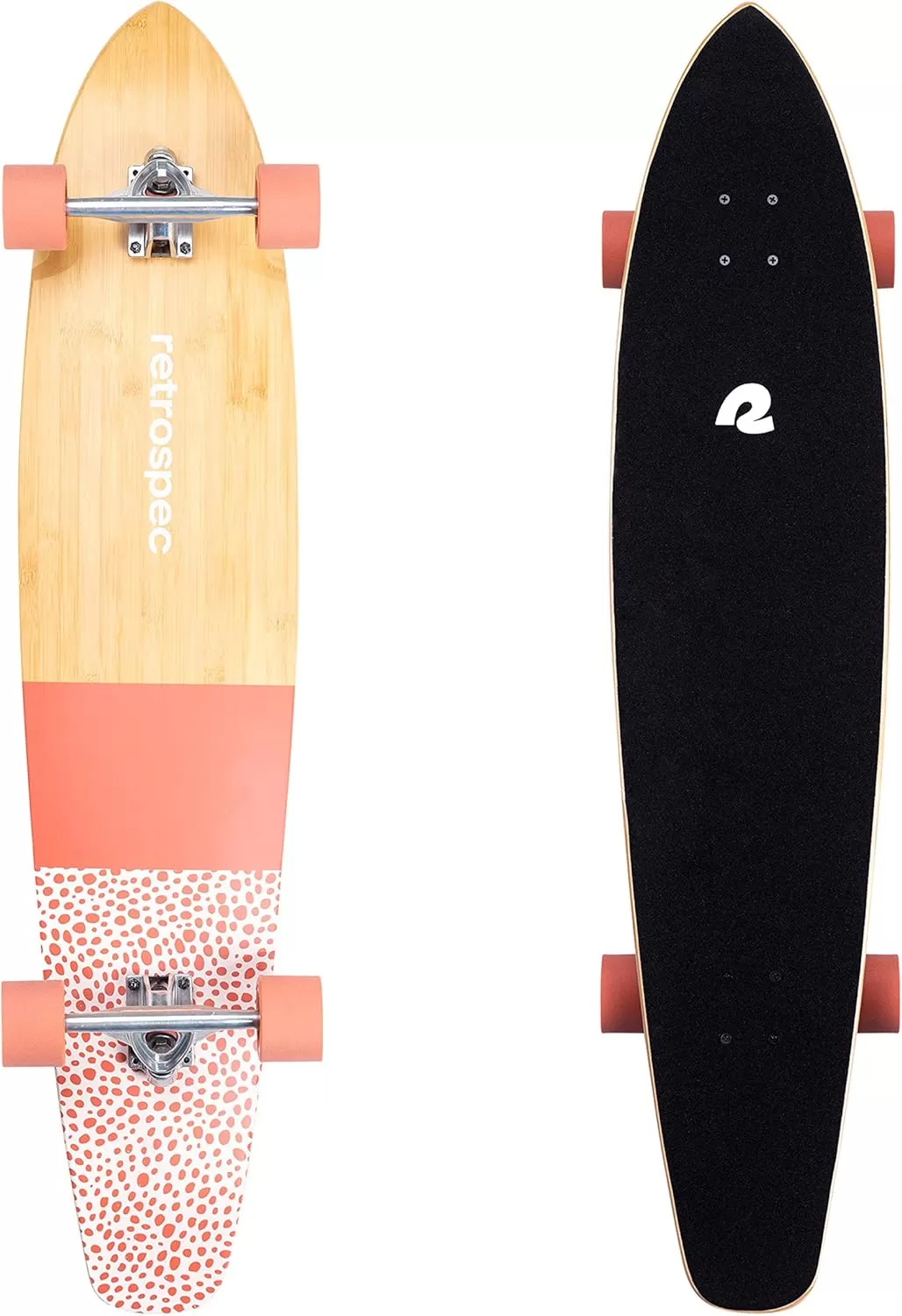 imageRetrospec Zed Cruiser ampamp Pintail Longboard Skateboard Complete Cruiser  Bamboo ampamp Canadian Maple Wood Cruiser wReverse Kingpin Trucks for Commuting Cruising Carving ampamp Downhill RidingCoral Reef
