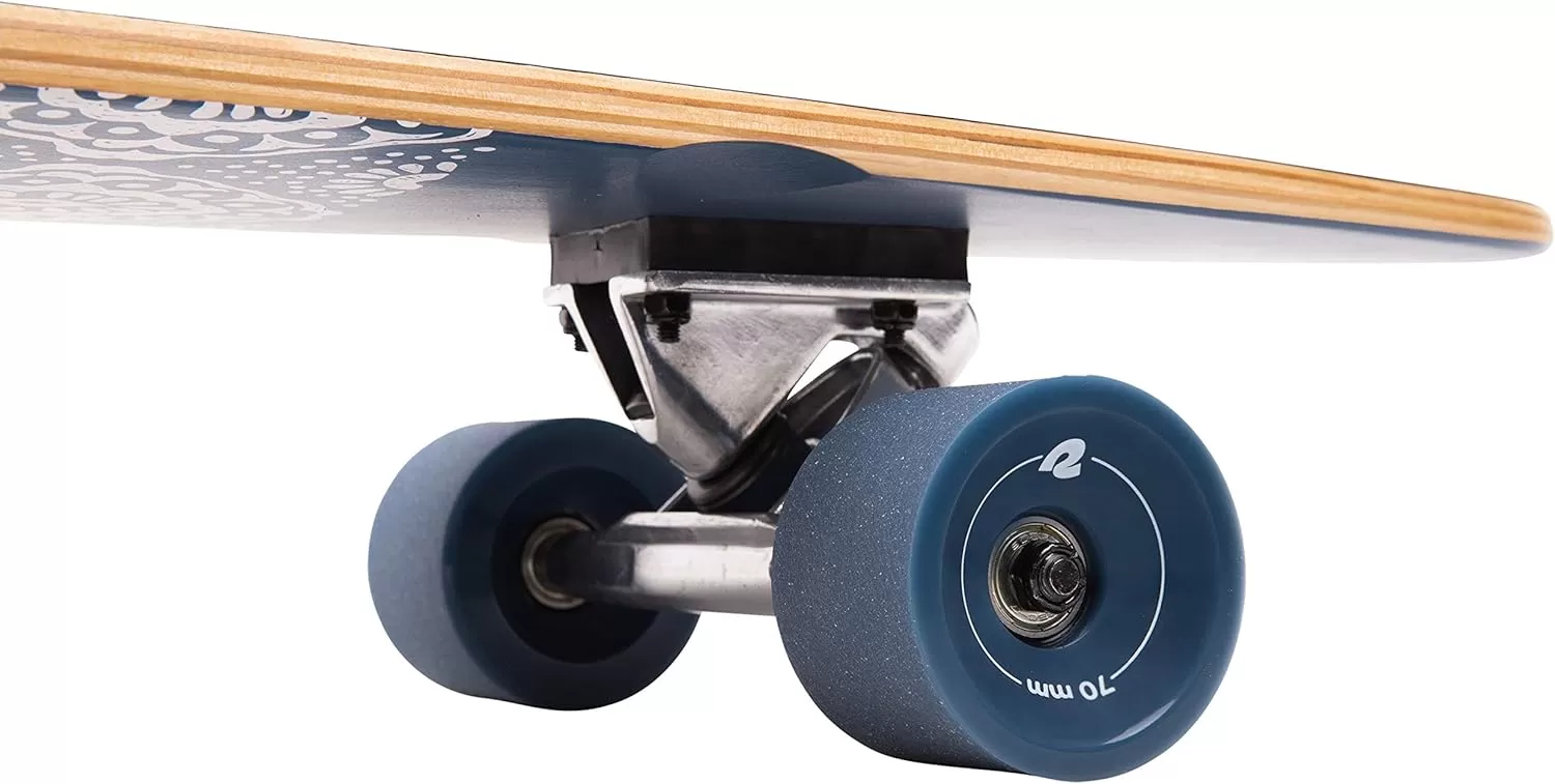 imageRetrospec Zed Cruiser ampamp Pintail Longboard Skateboard Complete Cruiser  Bamboo ampamp Canadian Maple Wood Cruiser wReverse Kingpin Trucks for Commuting Cruising Carving ampamp Downhill RidingNavy Paisley