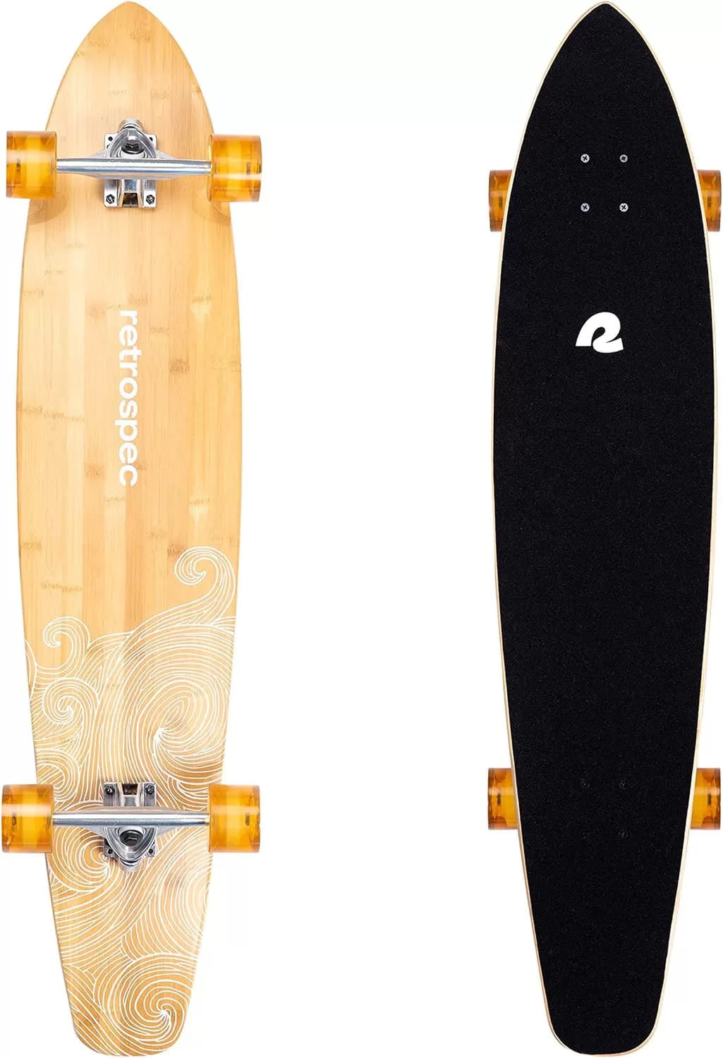 imageRetrospec Zed Cruiser ampamp Pintail Longboard Skateboard Complete Cruiser  Bamboo ampamp Canadian Maple Wood Cruiser wReverse Kingpin Trucks for Commuting Cruising Carving ampamp Downhill RidingRiptide