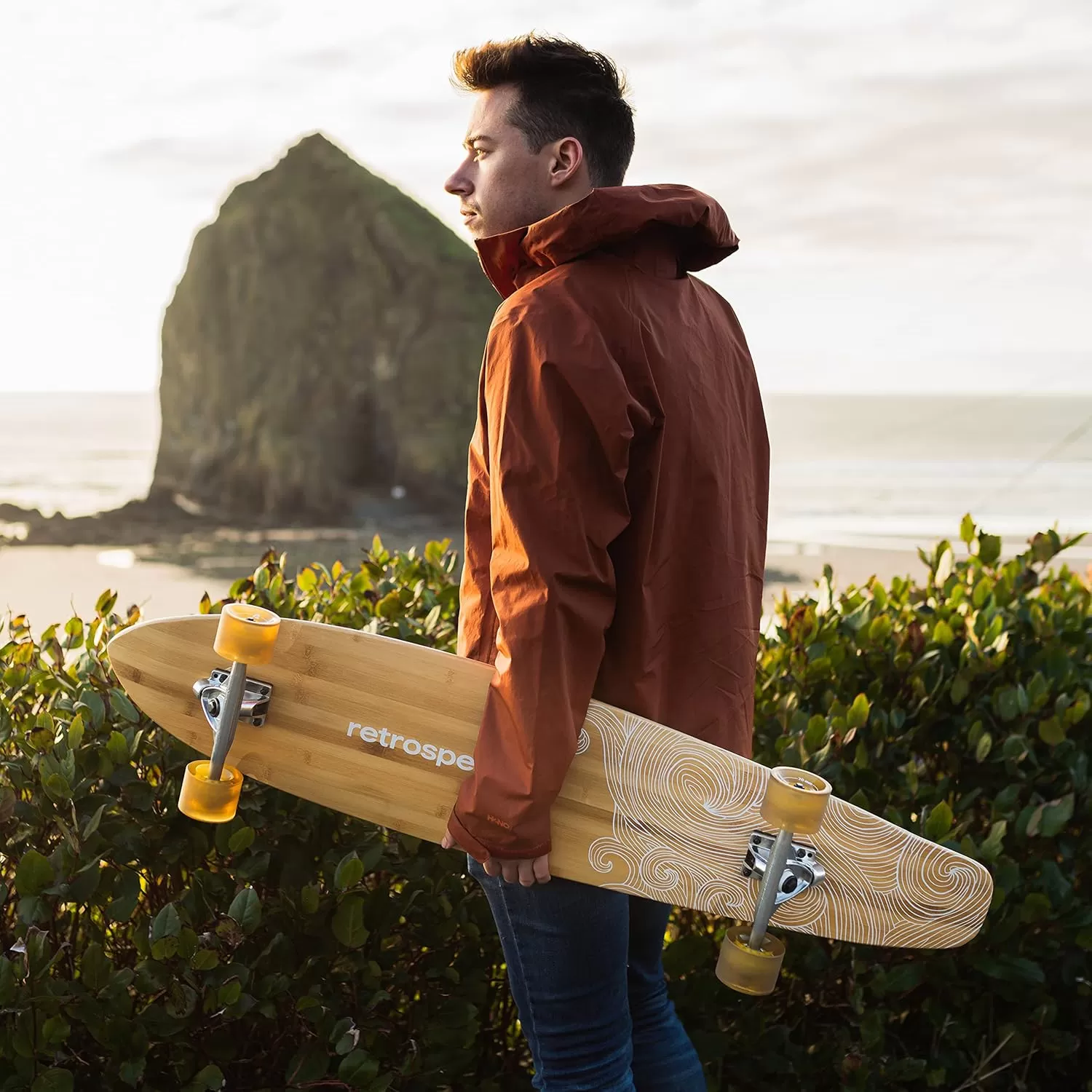 imageRetrospec Zed Cruiser ampamp Pintail Longboard Skateboard Complete Cruiser  Bamboo ampamp Canadian Maple Wood Cruiser wReverse Kingpin Trucks for Commuting Cruising Carving ampamp Downhill RidingBlack Pipeline