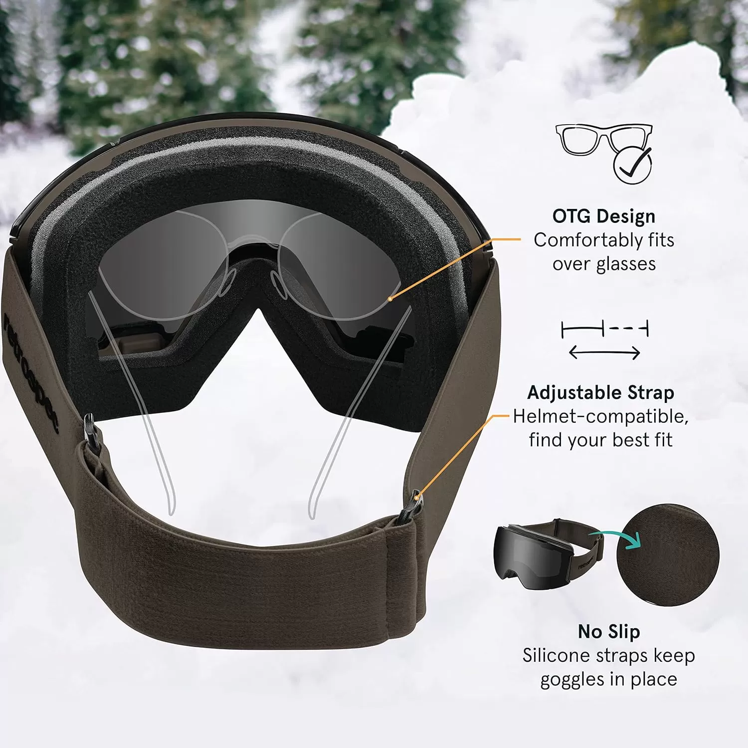 imageRetrospec Zenith Ski Goggles  Snowboard Goggles for Men Women Boys ampamp Girls  100 UV Protection AntiFog Snow GogglesMatte BasaltMirror Polarized