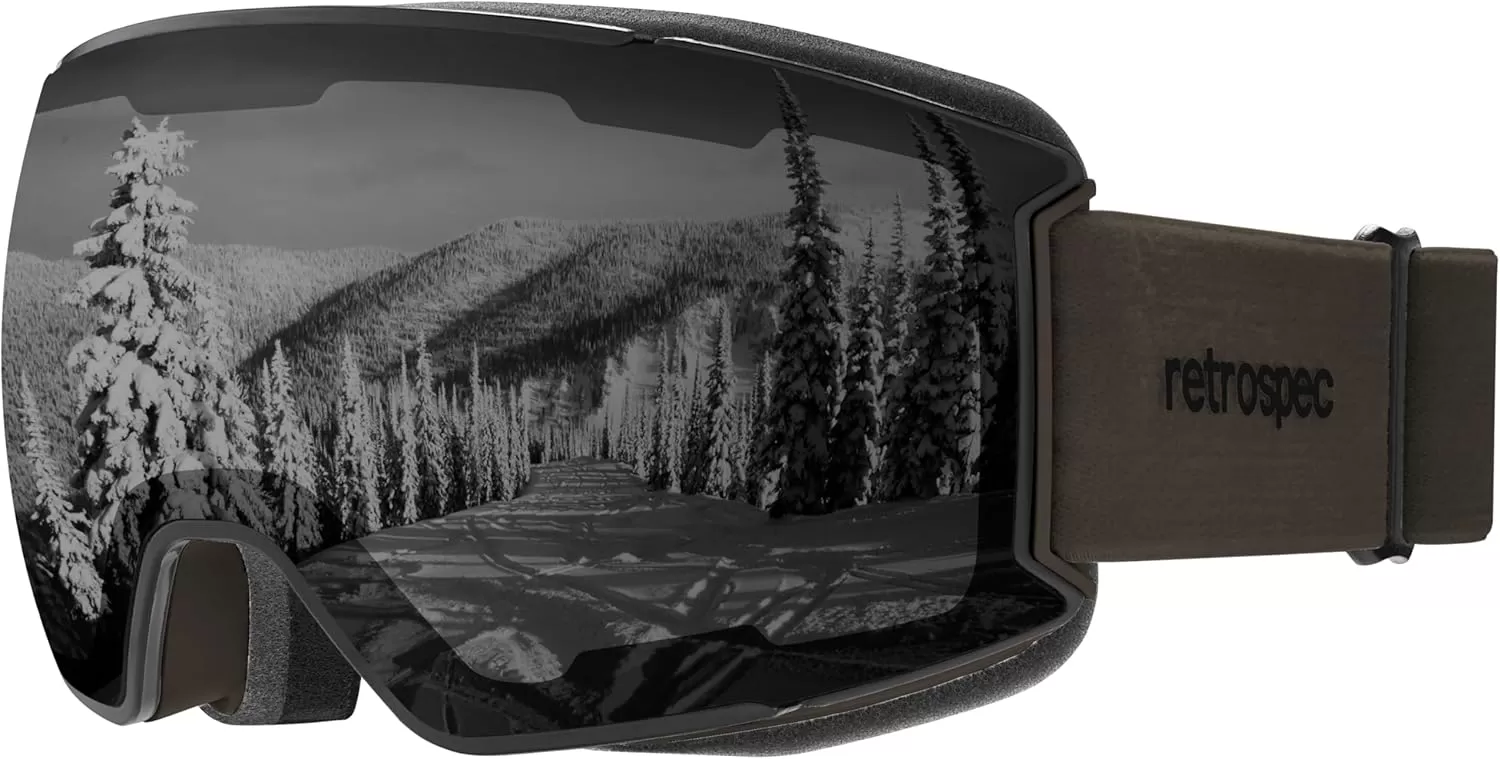 imageRetrospec Zenith Ski Goggles  Snowboard Goggles for Men Women Boys ampamp Girls  100 UV Protection AntiFog Snow GogglesMatte BasaltMirror Polarized