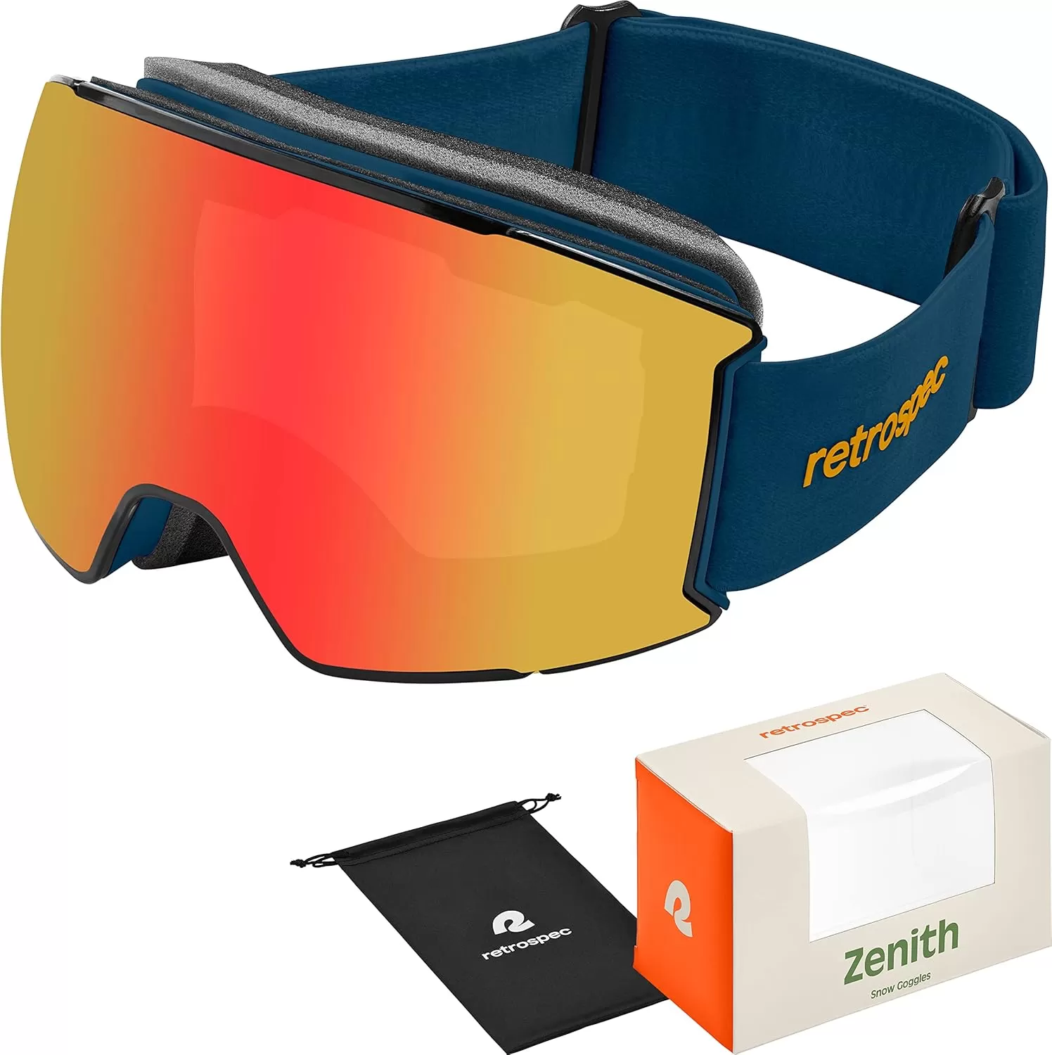 imageRetrospec Zenith Ski Goggles  Snowboard Goggles for Men Women Boys ampamp Girls  100 UV Protection AntiFog Snow GogglesMatte NavyHeliodor