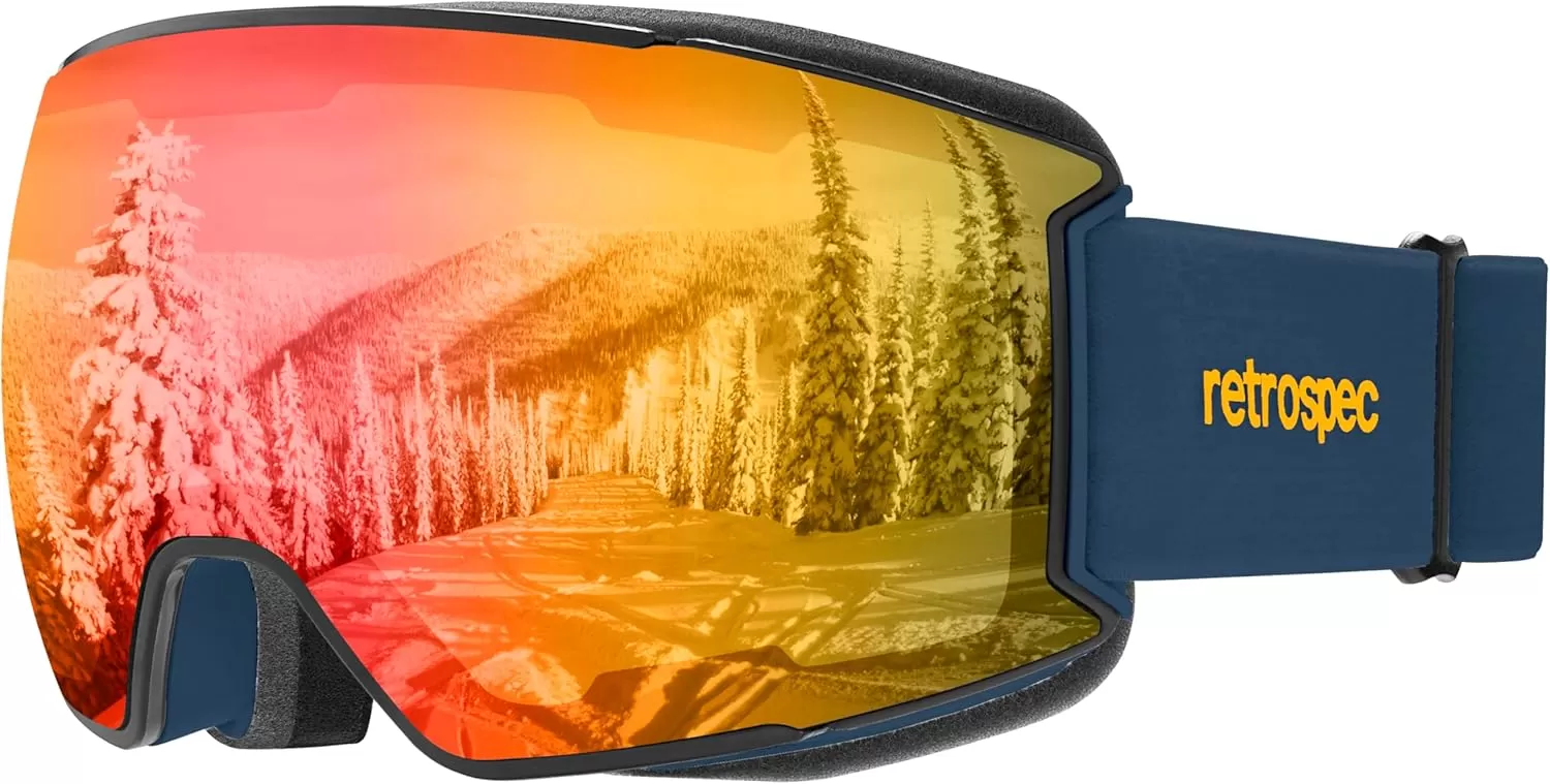 imageRetrospec Zenith Ski Goggles  Snowboard Goggles for Men Women Boys ampamp Girls  100 UV Protection AntiFog Snow GogglesMatte NavyHeliodor