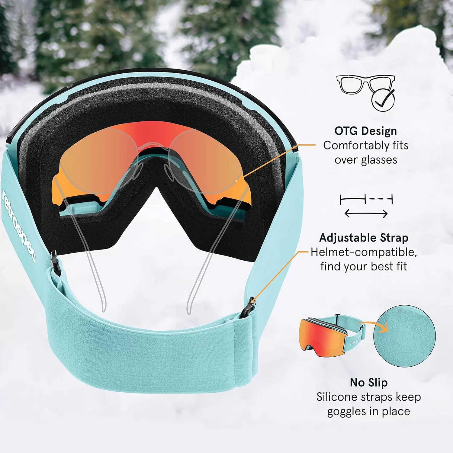 imageRetrospec Zenith Ski Goggles  Snowboard Goggles for Men Women Boys ampamp Girls  100 UV Protection AntiFog Snow GogglesMatte Winter MintJasper