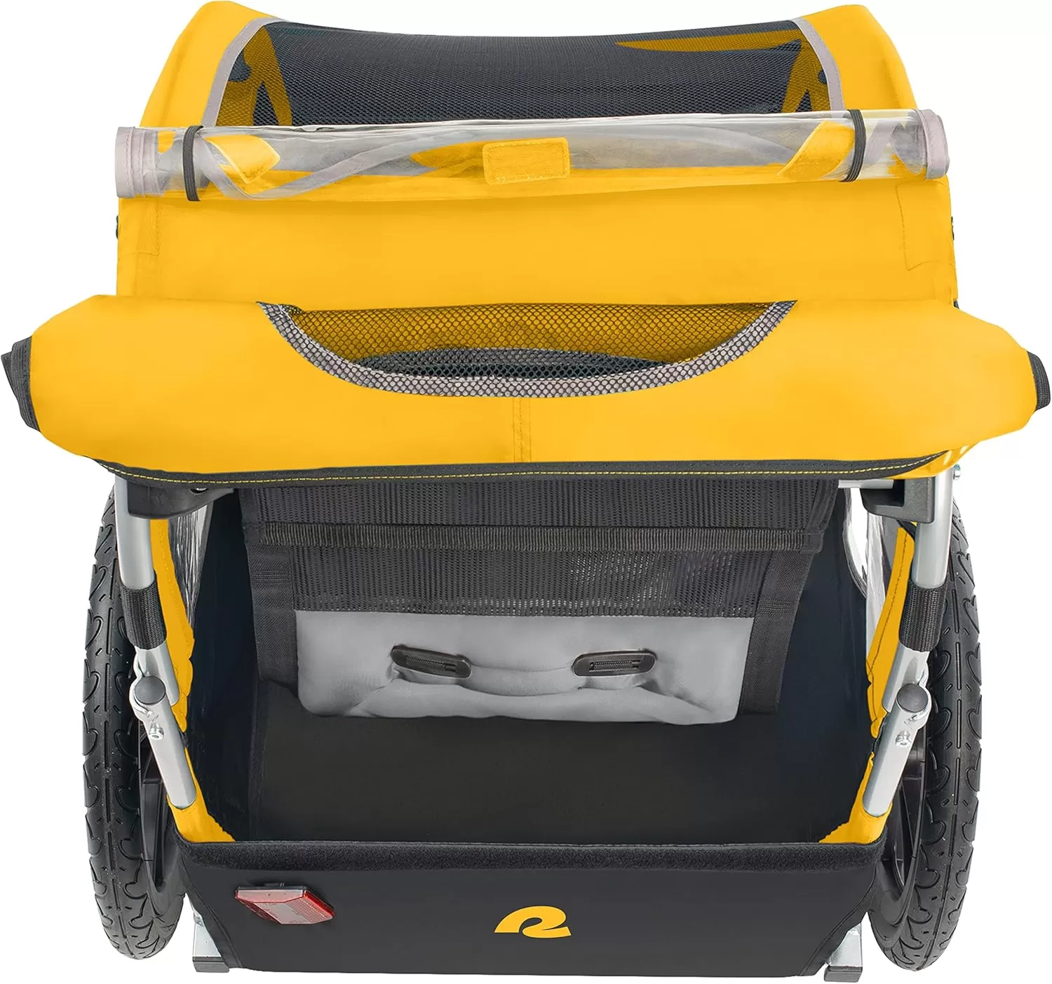 imageSingle ampamp Double Passenger Childrens FoldableCollapsible Tow Behind Bike Trailer with 16quot Wheels Safety Reflectors ampamp Rear Storage CompartmentSun