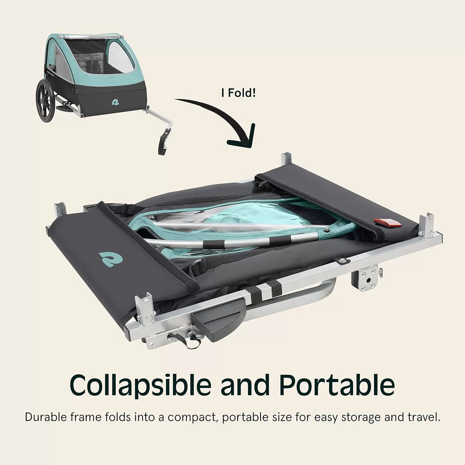 imageSingle ampamp Double Passenger Childrens FoldableCollapsible Tow Behind Bike Trailer with 16quot Wheels Safety Reflectors ampamp Rear Storage CompartmentBlue Ridge