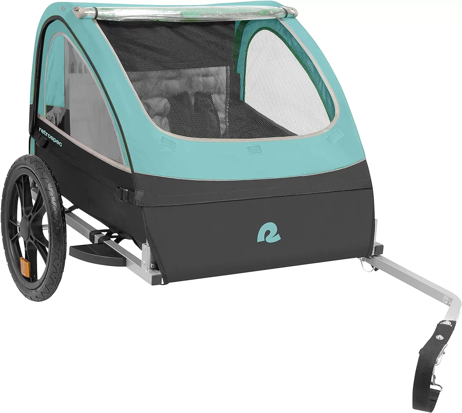 imageSingle ampamp Double Passenger Childrens FoldableCollapsible Tow Behind Bike Trailer with 16quot Wheels Safety Reflectors ampamp Rear Storage CompartmentBlue Ridge