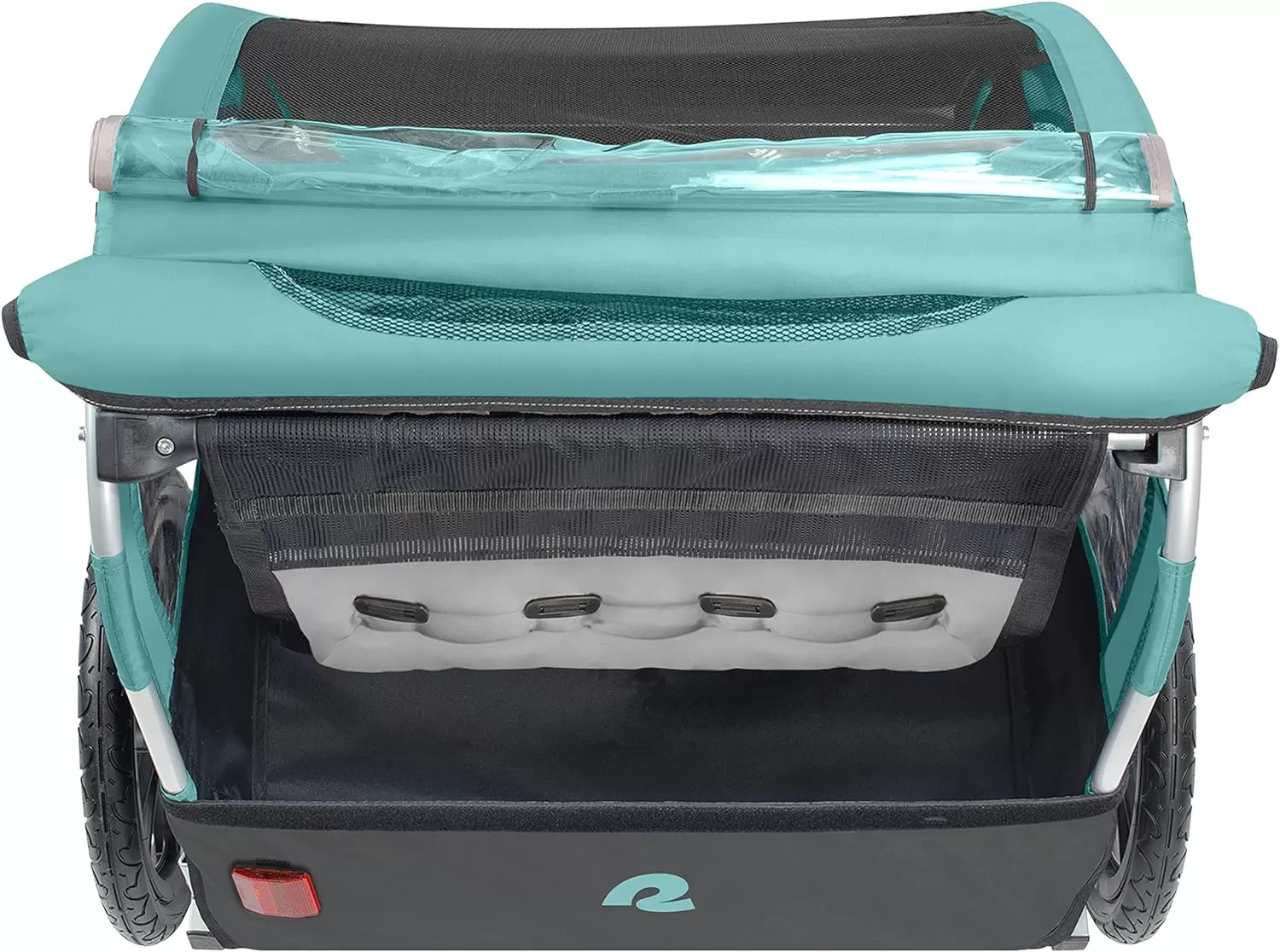 imageSingle ampamp Double Passenger Childrens FoldableCollapsible Tow Behind Bike Trailer with 16quot Wheels Safety Reflectors ampamp Rear Storage CompartmentBlue Ridge