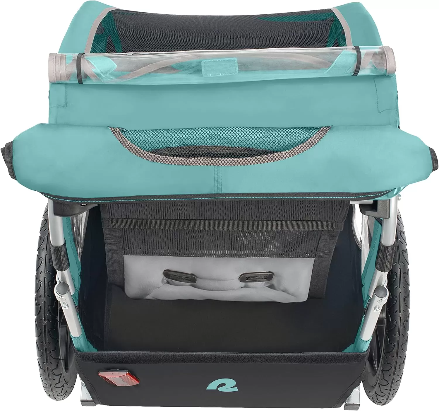 imageSingle ampamp Double Passenger Childrens FoldableCollapsible Tow Behind Bike Trailer with 16quot Wheels Safety Reflectors ampamp Rear Storage CompartmentBlue Ridge