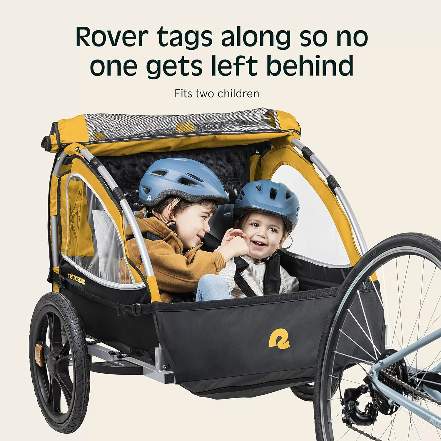 imageSingle ampamp Double Passenger Childrens FoldableCollapsible Tow Behind Bike Trailer with 16quot Wheels Safety Reflectors ampamp Rear Storage CompartmentSun