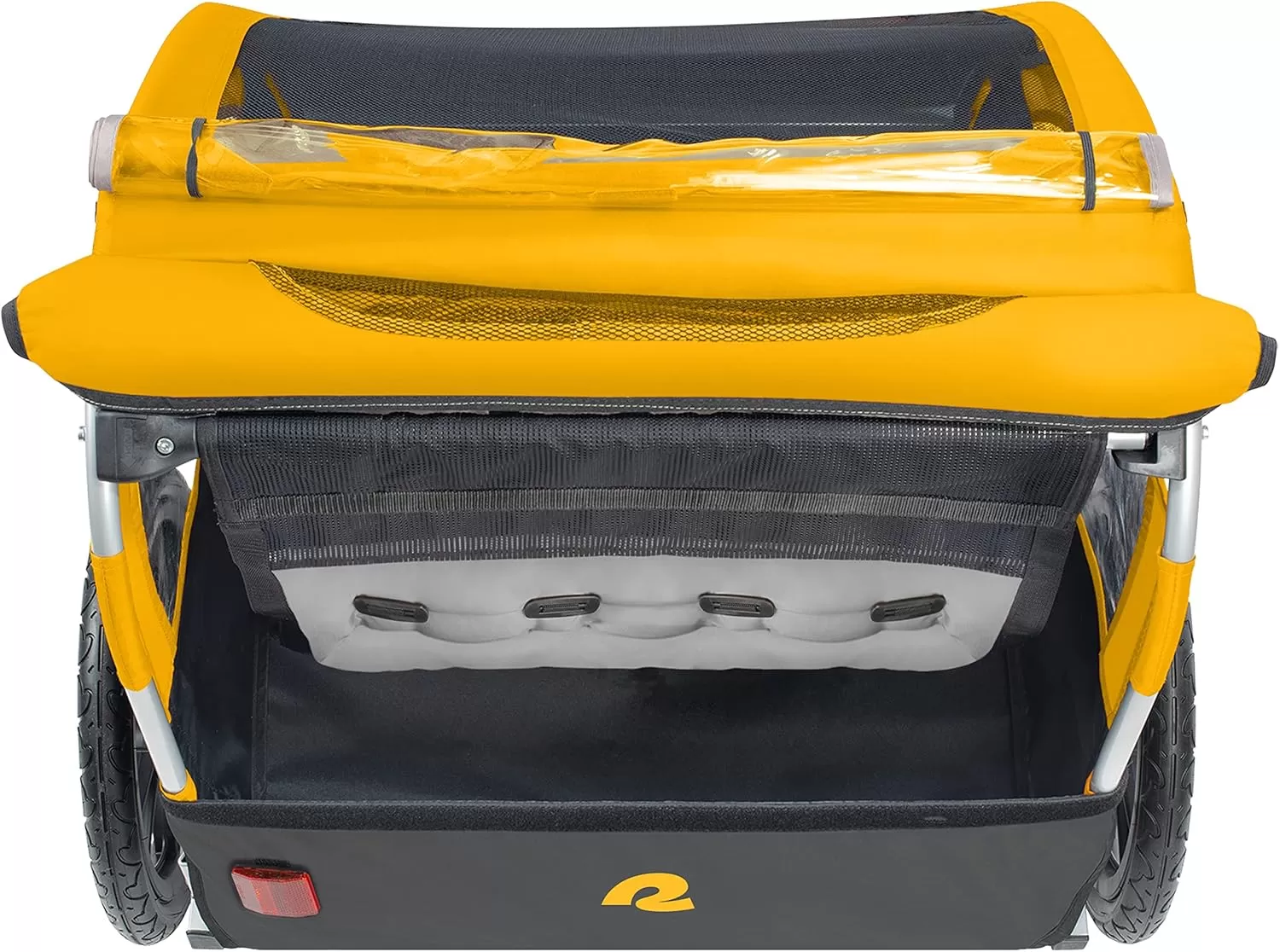 imageSingle ampamp Double Passenger Childrens FoldableCollapsible Tow Behind Bike Trailer with 16quot Wheels Safety Reflectors ampamp Rear Storage CompartmentSun