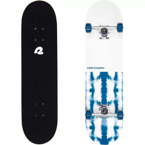 imageRetrospec Alameda Skateboard Complete  Canadian Maple Wood Deck w 55 Inch Aluminum Alloy Trucks for Commuting Cruising Carving ampamp Downhill RidingAzul Mist