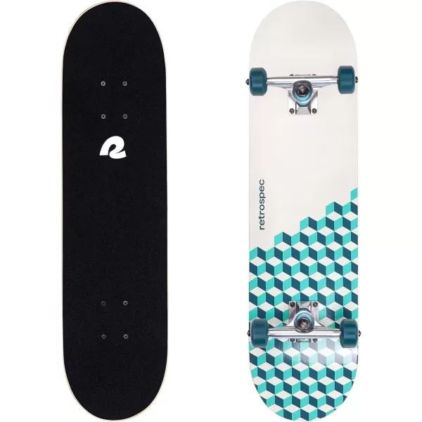 imageRetrospec Alameda Skateboard Complete  Canadian Maple Wood Deck w 55 Inch Aluminum Alloy Trucks for Commuting Cruising Carving ampamp Downhill RidingMarine Isometric
