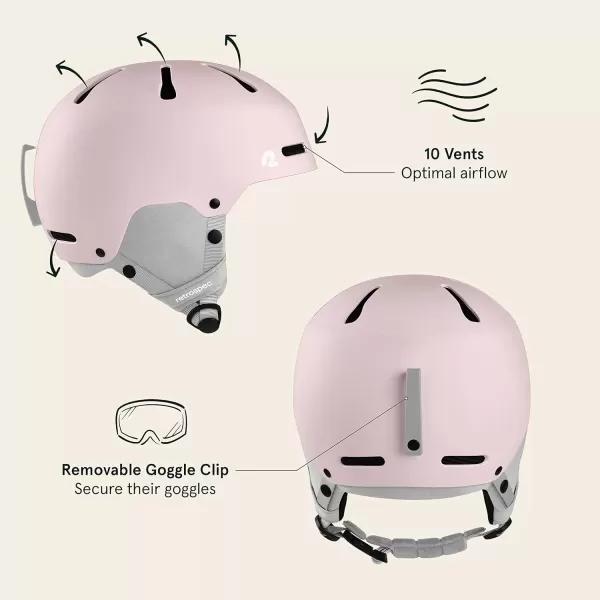 imageRetrospec Comstock Youth Ski ampamp Snowboard Helmet for Kids  Durable ABS Shell Protective EPS Foam ampamp Cooling Vents  Adjustable Fit for Boys ampamp GirlsMatte Rose
