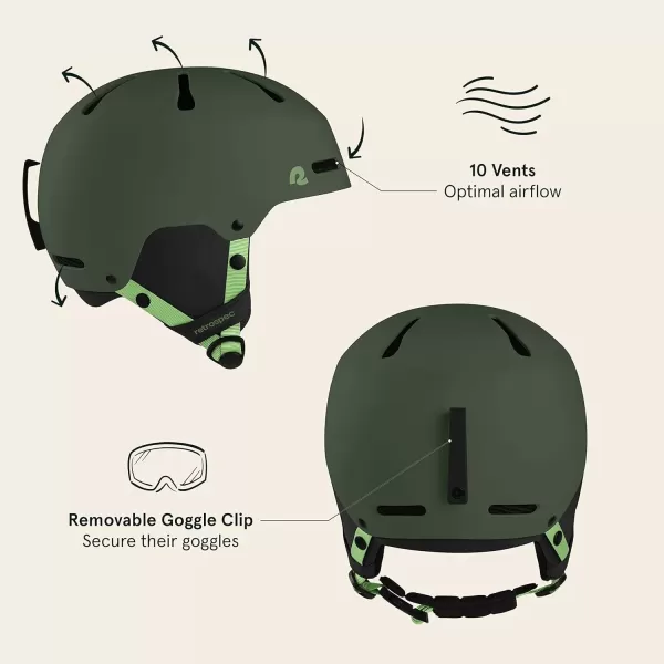 imageRetrospec Comstock Youth Ski ampamp Snowboard Helmet for Kids  Durable ABS Shell Protective EPS Foam ampamp Cooling Vents  Adjustable Fit for Boys ampamp GirlsMatte Forest