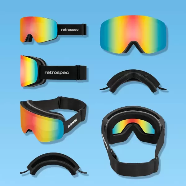 imageRetrospec Flume Ski Goggles for Men and Women UV Protection Over Glasses AntiFog Scratch ResistantMatte AbaloneJasper