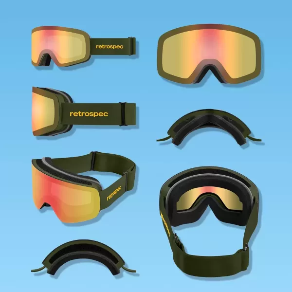 imageRetrospec Flume Ski Goggles for Men and Women UV Protection Over Glasses AntiFog Scratch ResistantMatte BlackKaleido