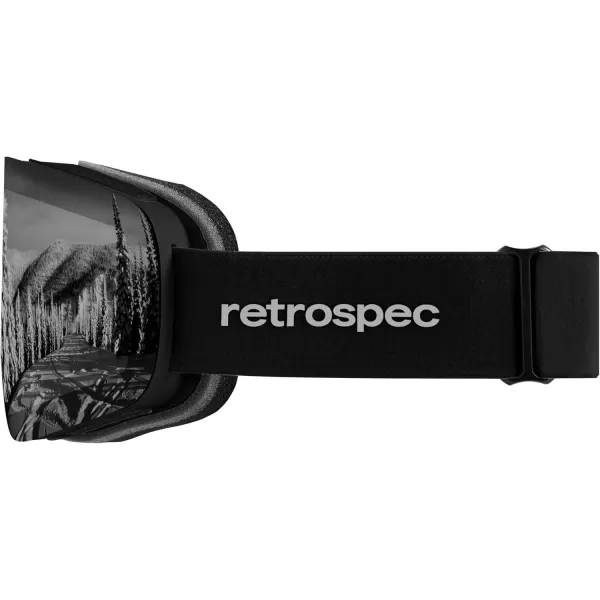 imageRetrospec Flume Ski Goggles for Men and Women UV Protection Over Glasses AntiFog Scratch ResistantMatte BlackMirror Polarized