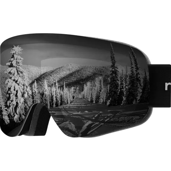 imageRetrospec Flume Ski Goggles for Men and Women UV Protection Over Glasses AntiFog Scratch ResistantMatte BlackMirror Polarized