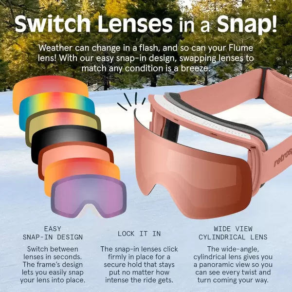 imageRetrospec Flume Ski Goggles for Men and Women UV Protection Over Glasses AntiFog Scratch ResistantMatte BlackMirror Polarized