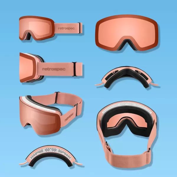imageRetrospec Flume Ski Goggles for Men and Women UV Protection Over Glasses AntiFog Scratch ResistantMatte BlackMirror Polarized