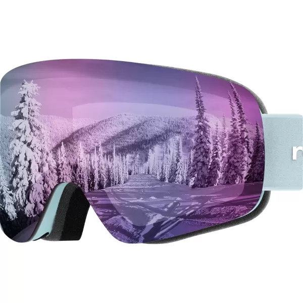 imageRetrospec Flume Ski Goggles for Men and Women UV Protection Over Glasses AntiFog Scratch ResistantMatte IceBismuth