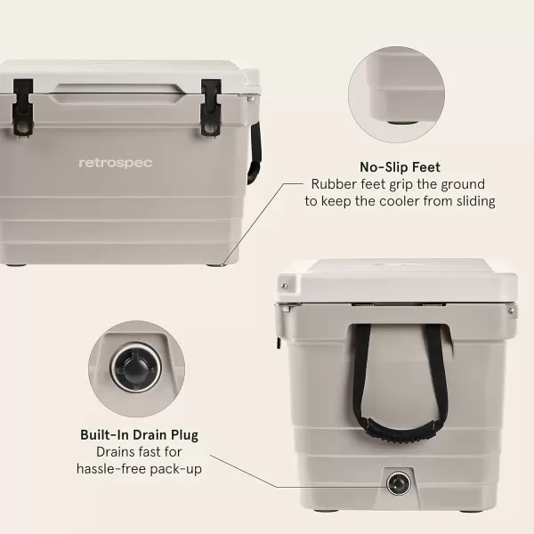 imageRetrospec Palisade Rotomolded 45 Qt Cooler  Fully Insulated Portable Ice Chest with Built in Bottle Opener TieDown Slots ampamp Dry Goods Basket  Large Beach Camping ampamp Travel Coolers  Dune