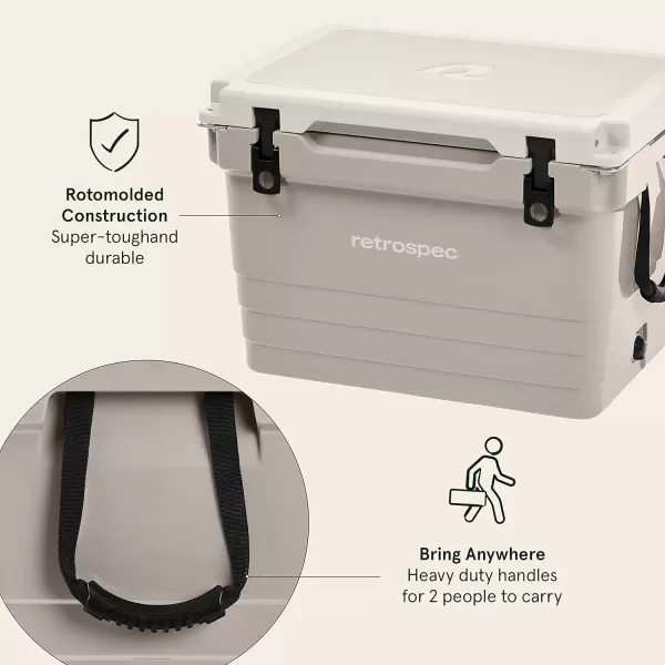 imageRetrospec Palisade Rotomolded 45 Qt Cooler  Fully Insulated Portable Ice Chest with Built in Bottle Opener TieDown Slots ampamp Dry Goods Basket  Large Beach Camping ampamp Travel Coolers  Dune
