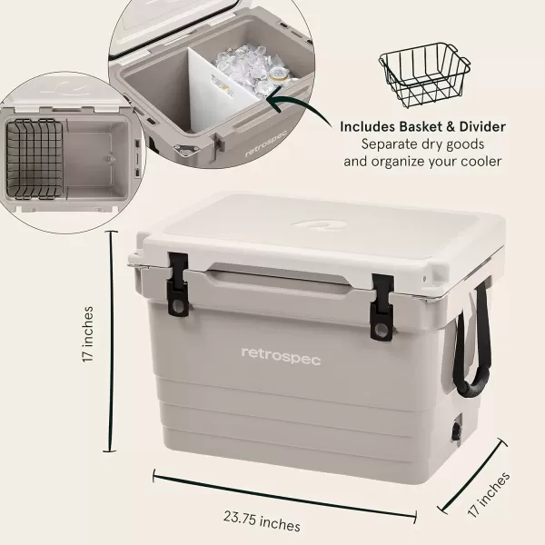 imageRetrospec Palisade Rotomolded 45 Qt Cooler  Fully Insulated Portable Ice Chest with Built in Bottle Opener TieDown Slots ampamp Dry Goods Basket  Large Beach Camping ampamp Travel Coolers  Dune