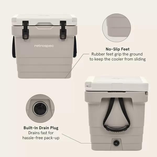 imageRetrospec Palisade Rotomolded Cooler  Fully Insulated Portable Ice Chest with Built in Bottle Opener TieDown Slots ampamp Dry Goods Basket  Large Beach Camping ampamp Travel Coolers 25 45 ampamp 65qtDune